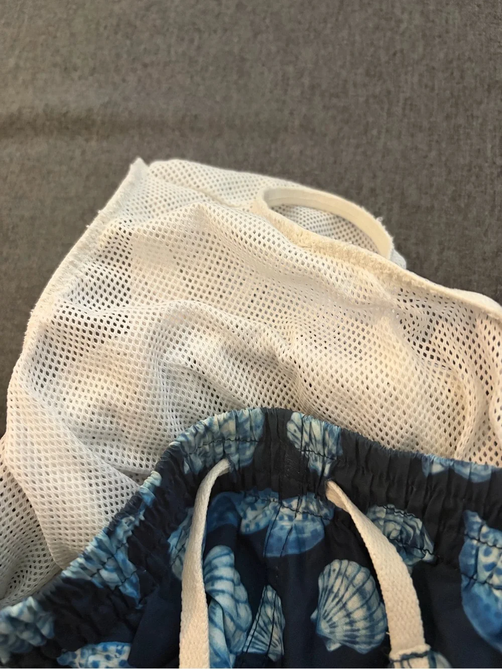 Pink Chicken/Blue Rooster Navy Blue Shell Print Swim Shorts